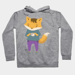 Fox with cup of tea Hoodie